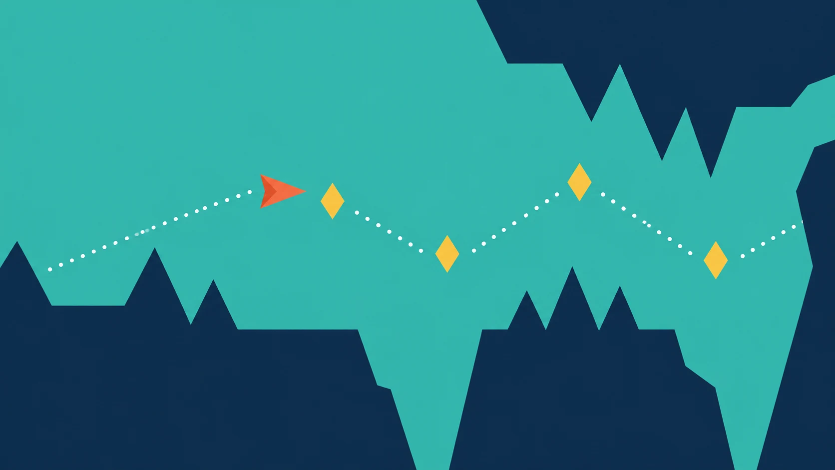Flat 2D original geometric glider game-art concept